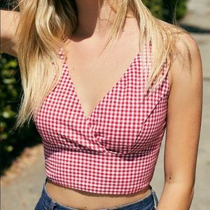 John Galt surplice gingham tank top